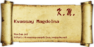 Kvassay Magdolna névjegykártya